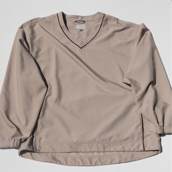 Cutter & Buck Men's Golf Windbreaker Pullover Beige Tan V-Neck Jacket Size L - Picture 10 of 11
